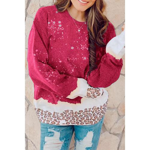 Azura Exchange Leopard Bleached Pullover Sweatshirt - M - Main Image