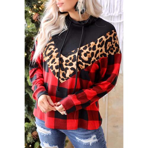 Azura Exchange Chevron Plaid Leopard Patchwork Turtleneck Sweatshirt - S - Main Image