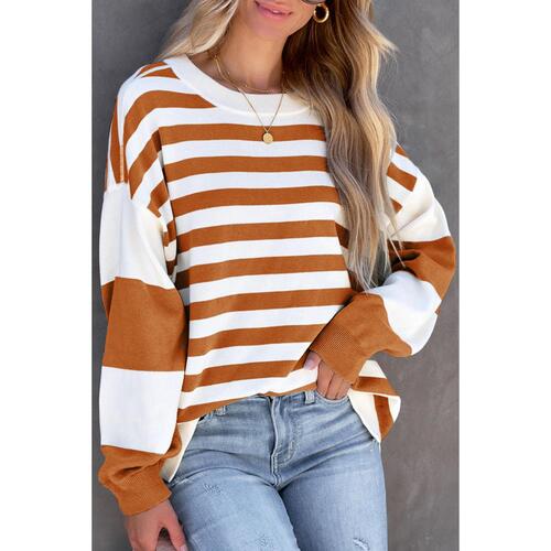 Azura Exchange Drop Shoulder Striped Pullover Sweatshirt - XL - Main Image