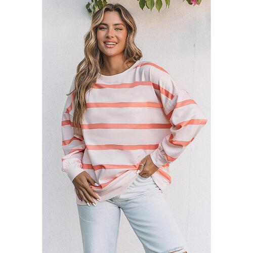 Azura Exchange Drop Shoulder Pullover Sweatshirt with Striped Pattern - M - Main Image