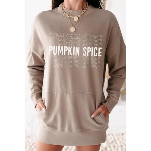 Azura Exchange Pumpkin Spice Print Sweatshirt Dress - M - Main Image