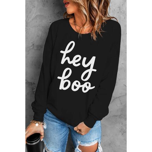 Azura Exchange Hey Boo Long Sleeve Pullover Sweatshirt - 2XL - Main Image