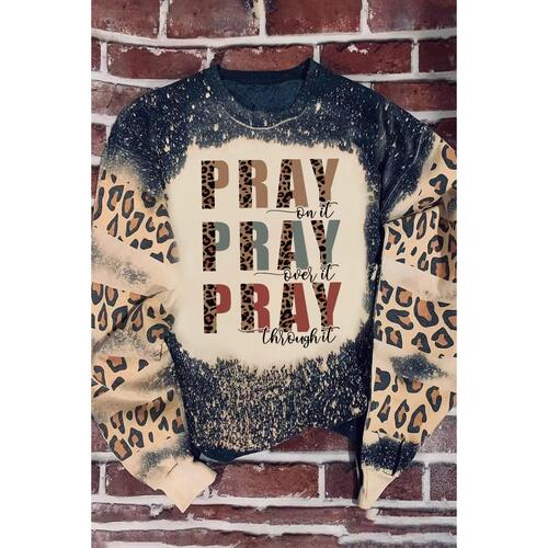 Azura Exchange Leopard Bleached Color Block Sweatshirt - M - Main Image
