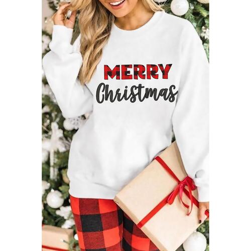 Azura Exchange MERRY Christmas Plaid Print Pullover Sweatshirt - L - Main Image