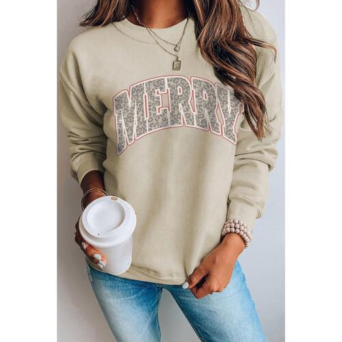 Azura Exchange MERRY Leopard Print Long Sleeve Graphic Sweatshirt - XL - Main Image