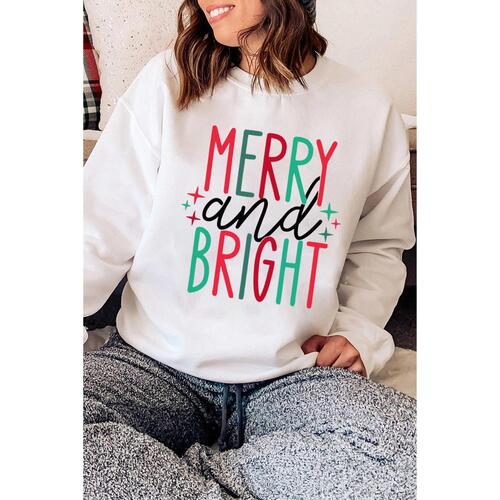 Azura Exchange Merry and Bright Long Sleeve Graphic Sweatshirt - M - Main Image