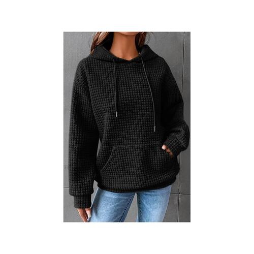Azura Exchange Lattice Textured Kangaroo Pocket Hoodie - S - Main Image