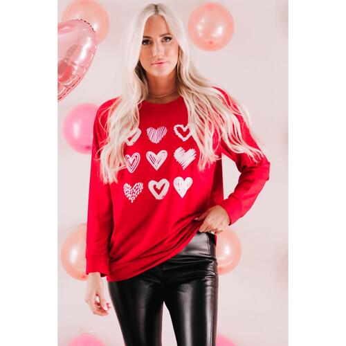 Azura Exchange Hearts Print Crewneck Sweatshirt - 2XL - Main Image