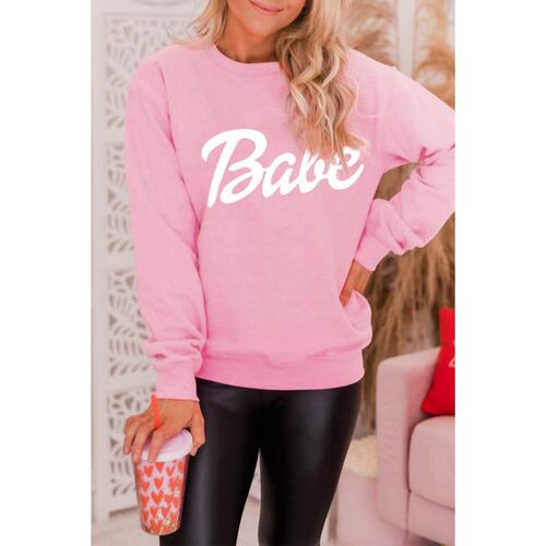 Azura Exchange Letters Print Sweatshirt with Ribbed Knit Trim - L - Main Image