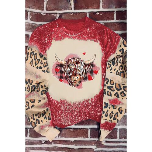 Azura Exchange Heifer Graphic Print Leopard Bleached Sweatshirt - S - Main Image