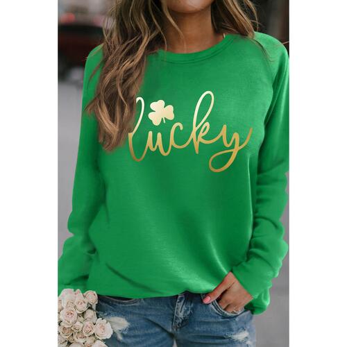 Azura Exchange Lucky Glitter Graphic Raglan Sleeve Sweatshirt - L - Main Image