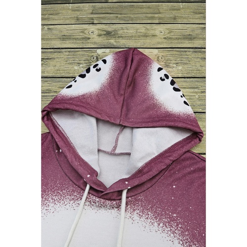 Leopard Tie Dye Print Kangaroo Pocket Pullover Hoodie - S - Main Image