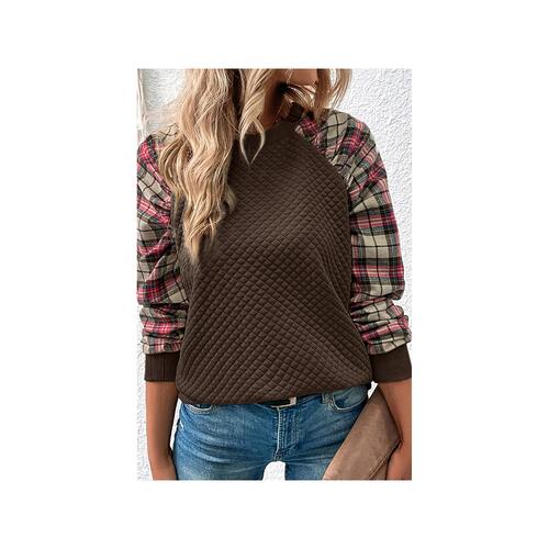 Azura Exchange Plaid Raglan Sleeve Sweatshirt - S - Main Image