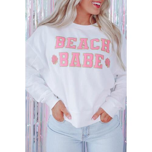 Azura Exchange BEACH BABE Slogan Graphic Sweatshirt - L - Main Image