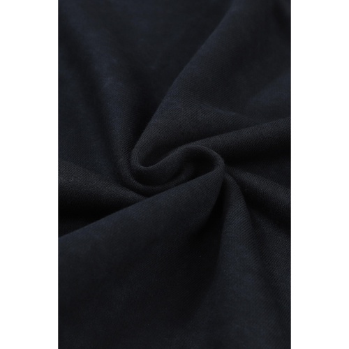 Black Drop Shoulder Crew Neck Pullover Sweatshirt - M - Main Image