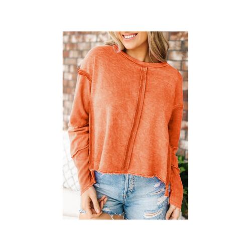 Azura Exchange Exposed Seamed High Low Raw Edge Sweatshirt - L - Main Image