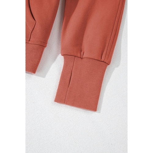Flamingo Fleece Lined Zip Up Stand Collar Thumbhole Sleeve Sweatshirt - L - Main Image