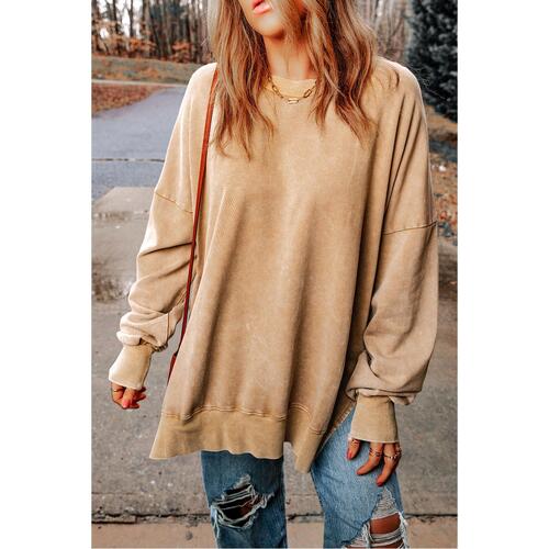 Azura Exchange Oversized Khaki Drop Shoulder Sweatshirt - M - Main Image