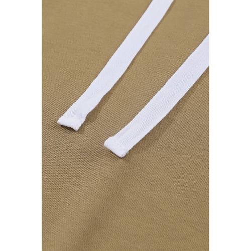 Brown Colorblock Patchwork Pullover Hoodie - S - Main Image