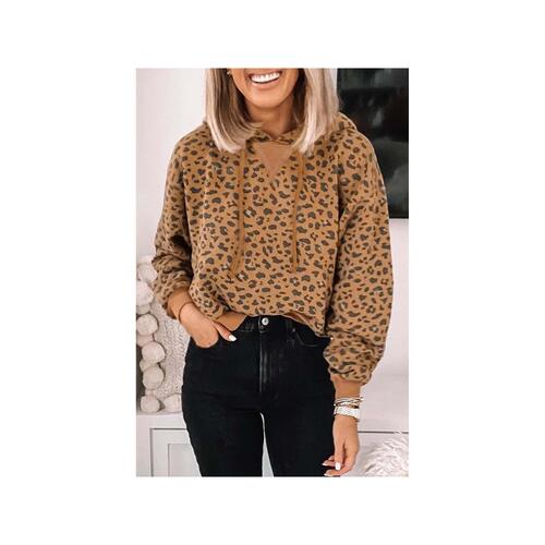 Azura Exchange Leopard Long Sleeve Cropped Hoodie - L - Main Image