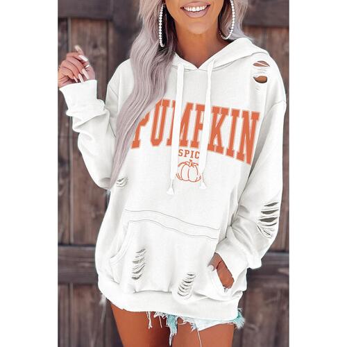 Azura Exchange Pumpkin Spice Distressed Hoodie - M - Main Image
