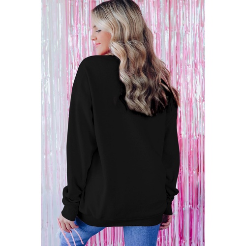 Black Merry Every Thing Glitter Slogan Sweatshirt - M - Main Image