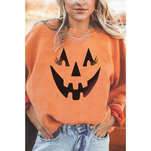 Azura Exchange Pumpkin Smile Face Graphic Sweatshirt - L - Main Image