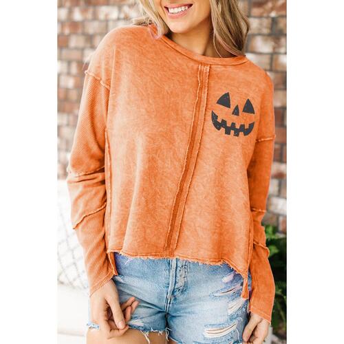 Azura Exchange Halloween Pumpkin Face Patchwork Sweatshirt - L - Main Image
