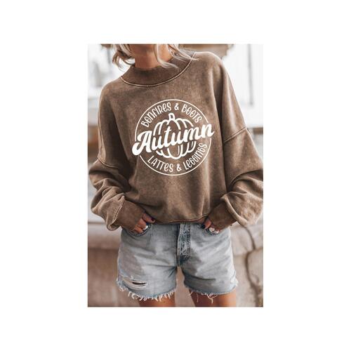 Azura Exchange Autumn Pumpkin Print Drop Shoulder Sweatshirt - 2XL - Main Image
