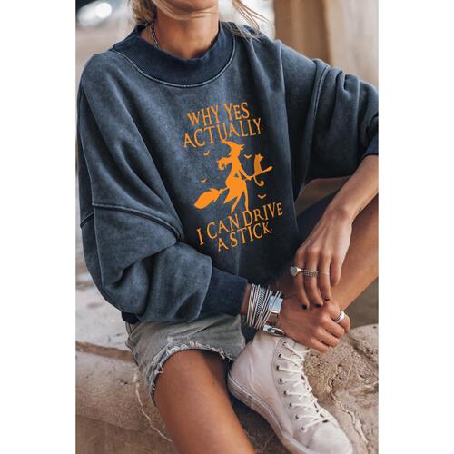 Azura Exchange Halloween Letter Graphic Drop Shoulder Sweatshirt - S - Main Image