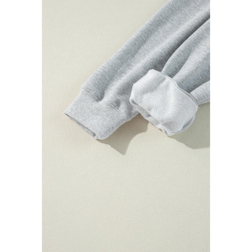 Light Grey Solid Color Fleece Lined Zip up Hoodie - 2XL - Main Image