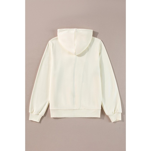 Apricot Colorblock Striped Patchwork Side Pockets Zipper Hoodie - M - Main Image