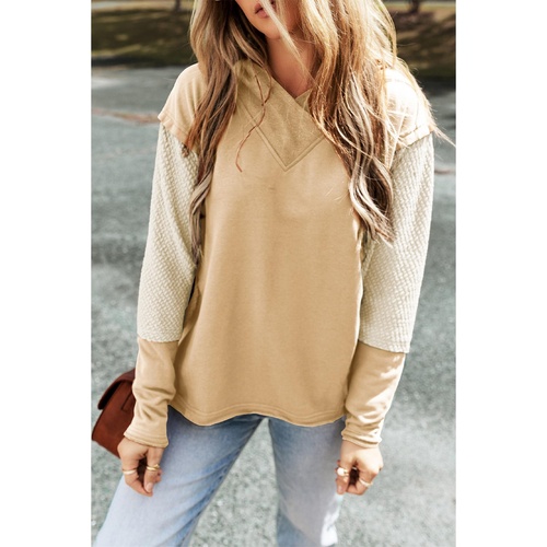 Parchment Contrast Sleeves Patchwork Colorblock Hoodie - L - Main Image