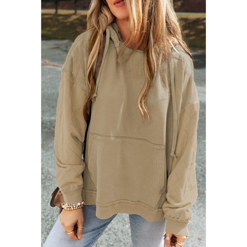 Parchment Quilted Patchwork Exposed Seam Hoodie - L - Main Image