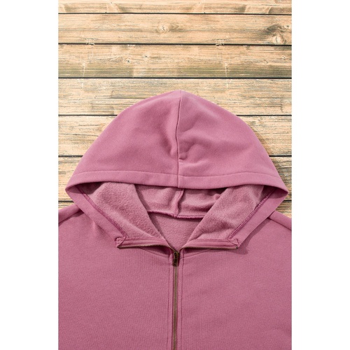 Valerian Fleece Lined Half Zipper Kangaroo Pockets Loose Hoodie - 2XL - Main Image