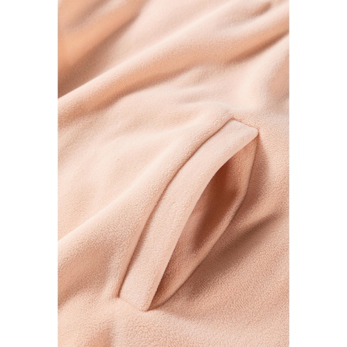 Light French Beige Colorblock Patchwork Half Zip Oversized Sherpa Hoodie - L - Main Image