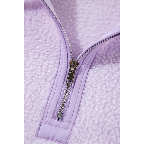 Lavendula Zipped Patch Pocket Fuzzy Drawstring Hoodie - L - Main Image