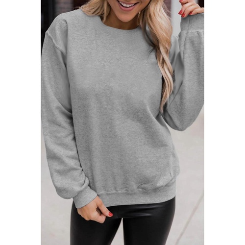 Gray Solid Classic Crewneck Pullover Sweatshirt - S - Main Image