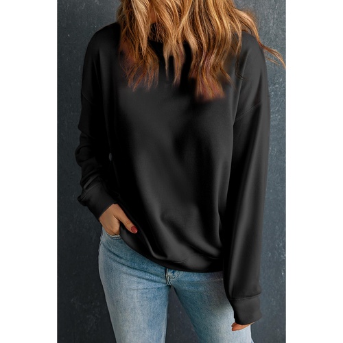 Black Solid Classic Crewneck Pullover Sweatshirt - S - Main Image