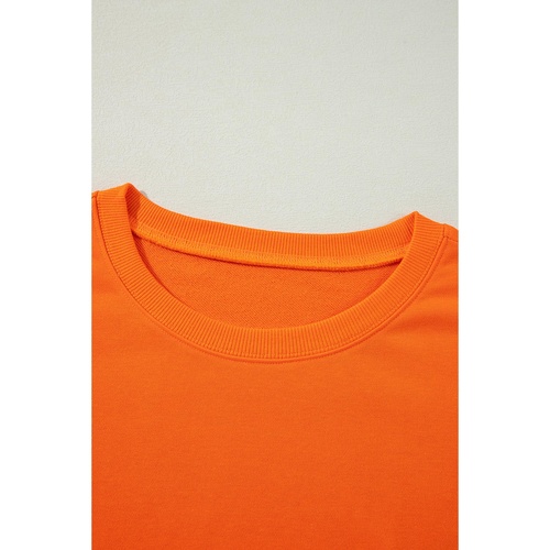 Carrot Exposed Seam Drop Shoulder Round Neck Sweatshirt with Slits - 2XL - Main Image
