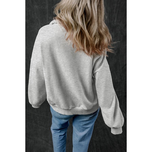 Light Grey Zip-up Stand Neck Kangaroo Pocket Sweatshirt - M - Main Image