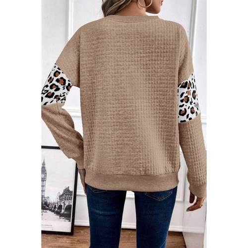 Parchment Leopard Quilted Patchwork Crew Neck Sweatshirt - L - Main Image