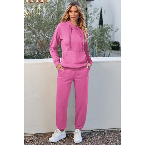Bonbon Solid Color Fleece Lined Drawstring Hoodie with Pocket - 2XL - Main Image