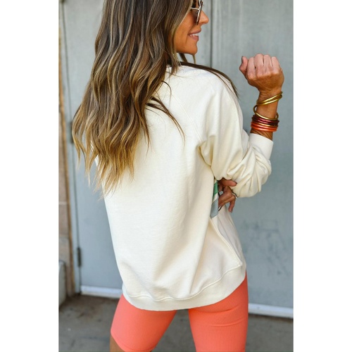 Apricot Rainbow Colorblock Striped Pullover Sweatshirt - M - Main Image