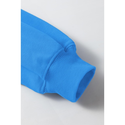 Sky Blue Solid Color Drop Shoulder Long Sleeve Basic Sweatshirt - L - Main Image