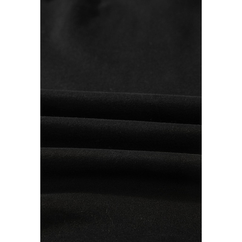 Black Solid O Neck High Low Hem Pullover Sweatshirt - L - Main Image