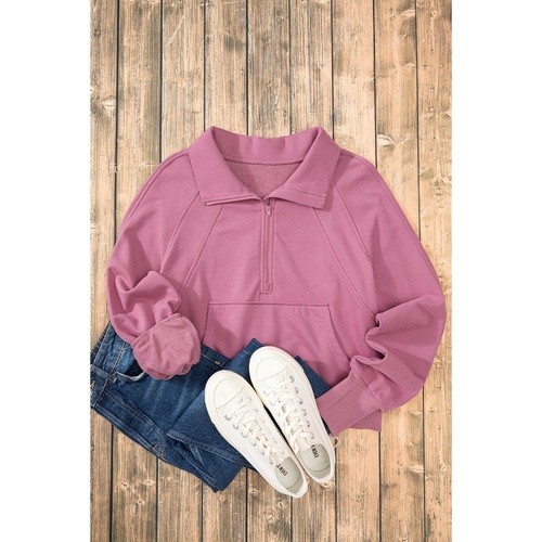 Valerian Quarter Zip Stand Neck Kangaroo Pocket Sweatshirt - L - Main Image