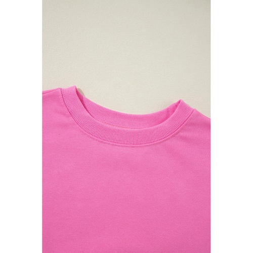 Bonbon Plain Drop Shoulder Crewneck Pullover Sweatshirt - L - Main Image