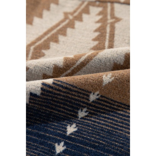 Brown Western Aztec Collared Button-up Sweatshirt - S - Main Image