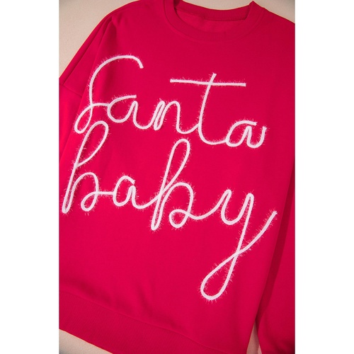 Fiery Red Christmas Santa Baby Tinsel Graphic Sweatshirt - L - Main Image